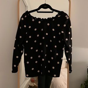 Sezane silk polka dot open back blouse